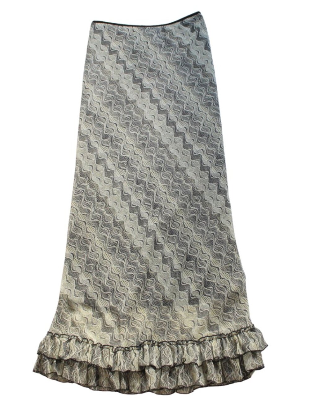 Y2K Johnathan Martin women skirt size M ruffle hem maxi chiffon lined patterned